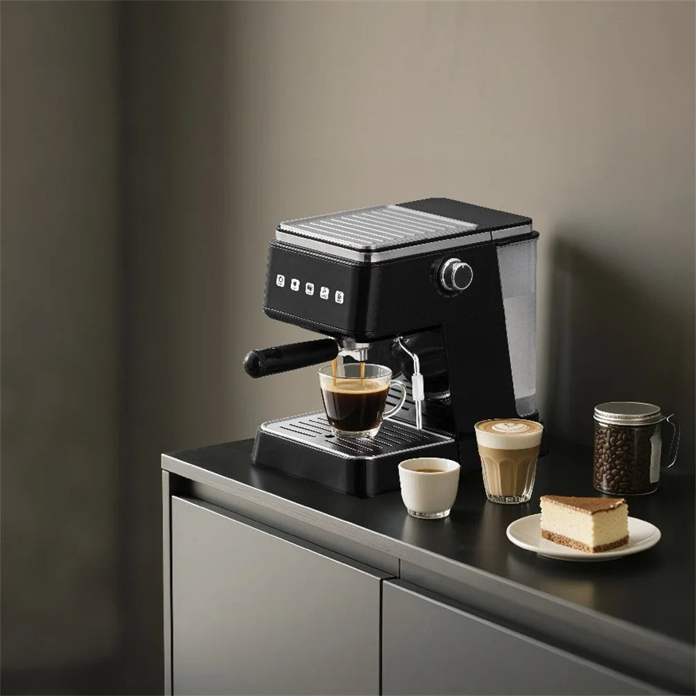 15.L Water Tank Semi-Automatic Concentrated Extraction Coffee Machine Touch Control Espresso Machine, EU Plug - Black - 5