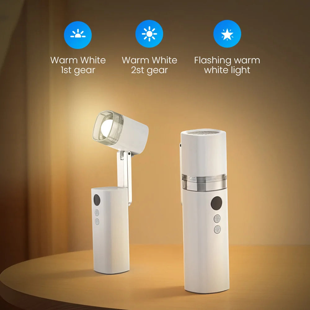 FW-3 Handheld Folding Fan 100 Speed Levels 170 Degree Adjustable Head Rechargeable Cooling Fan with LED Light - White - 5