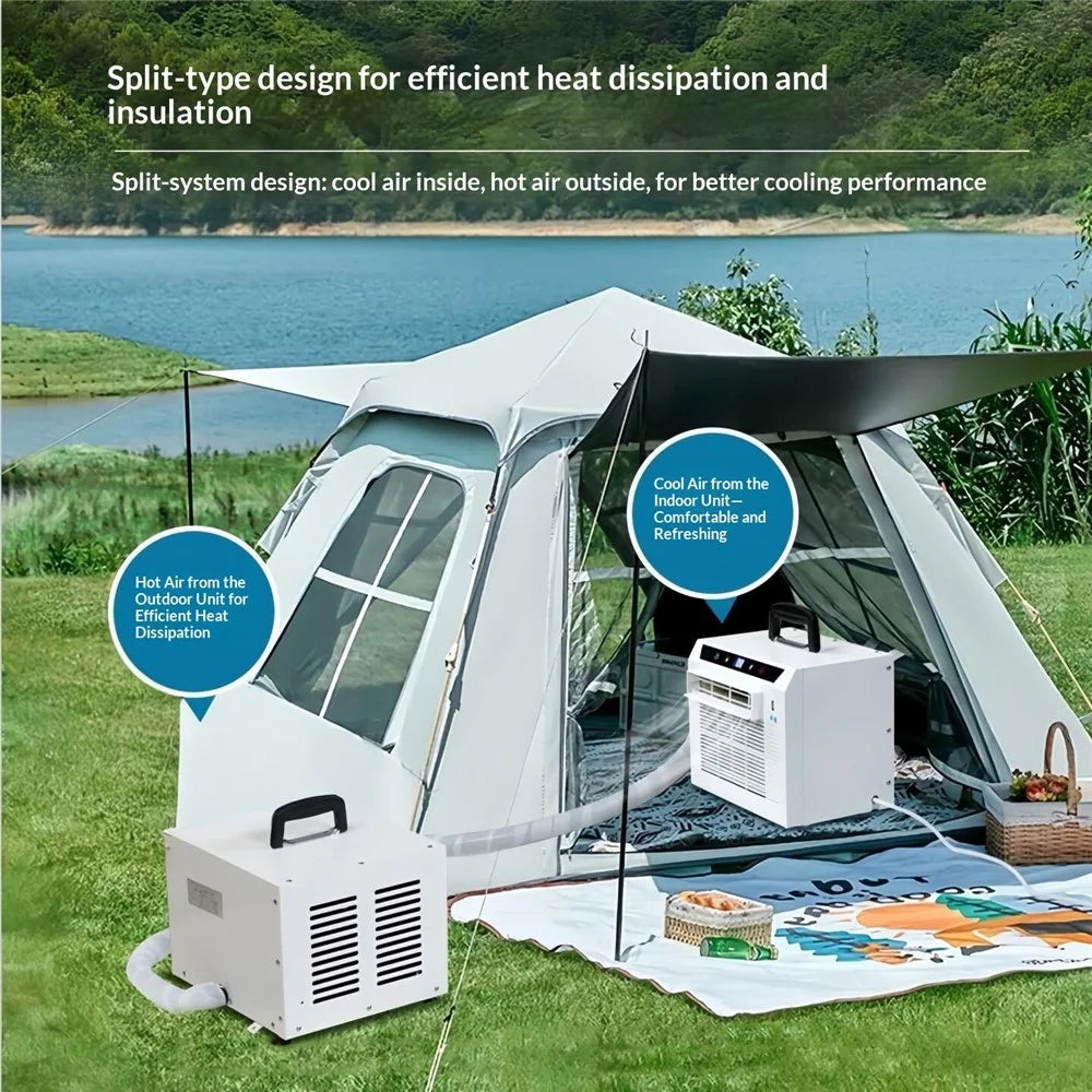 Portable Split Air Conditioner with 1.5m Connecting Hose 1300W 3000BTU Mini AC Unit for Camping RV Car, EU Plug - White - 2