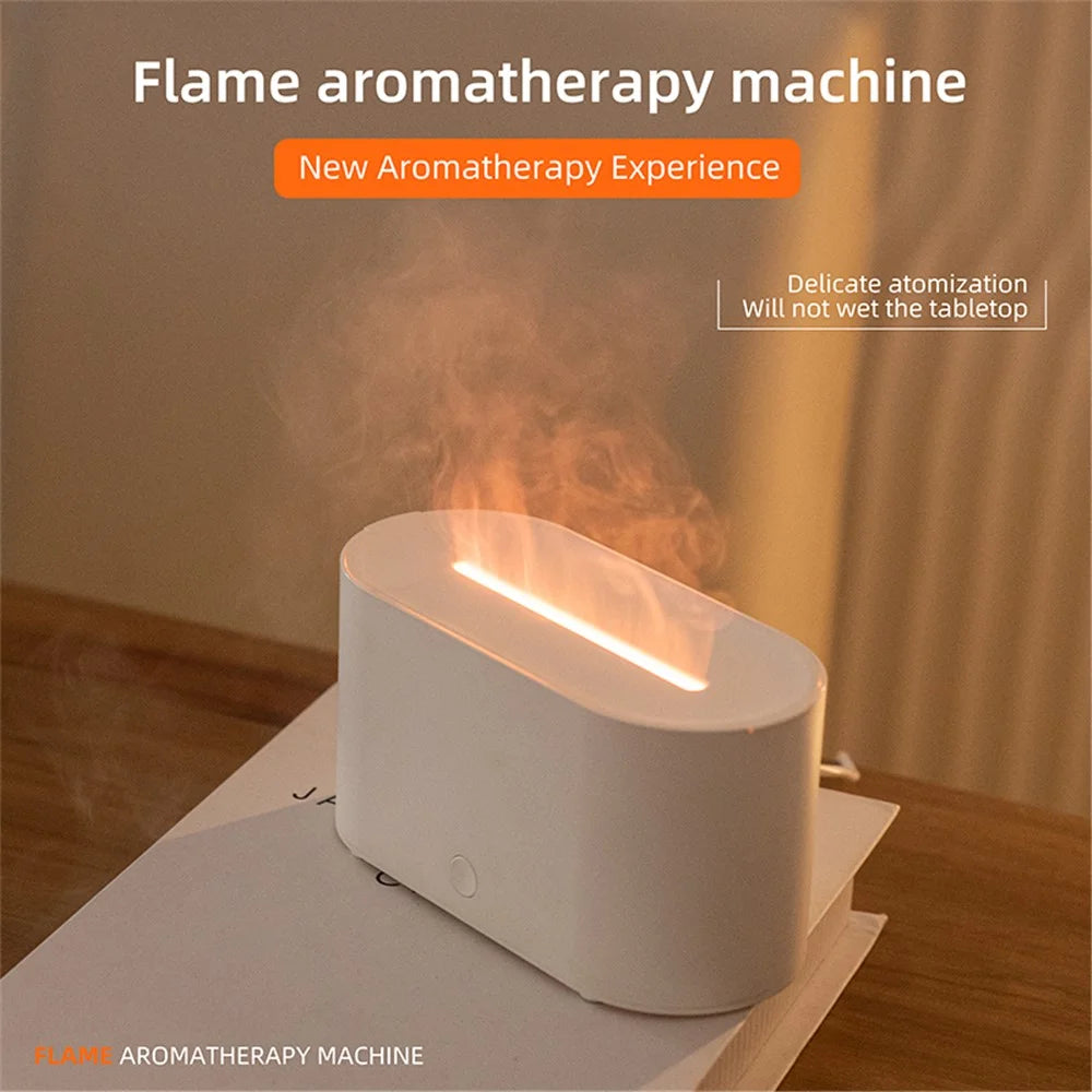 HY02 Flame Aroma Diffuser Mini Humidifier with Colorful Breathing Light - White - 3