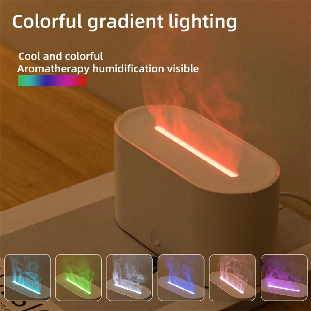 HY02 Flame Aroma Diffuser Mini Humidifier with Colorful Breathing Light - White - 4