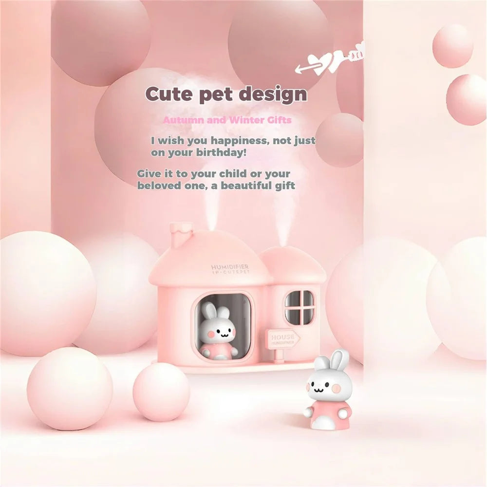 Rabbit House USB Humidifier Dual Mist Diffuser with Ambient Light - White - 6