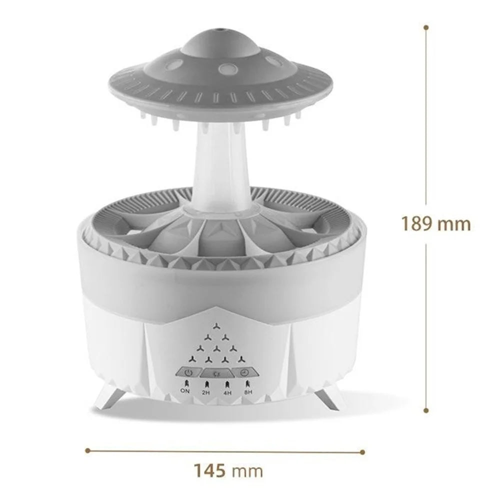 Creative Raindrop Humidifier Aroma Diffuser Indoor 7-Color LED Large Mist Ultrasonic Humidifier, EU Plug - White - 6