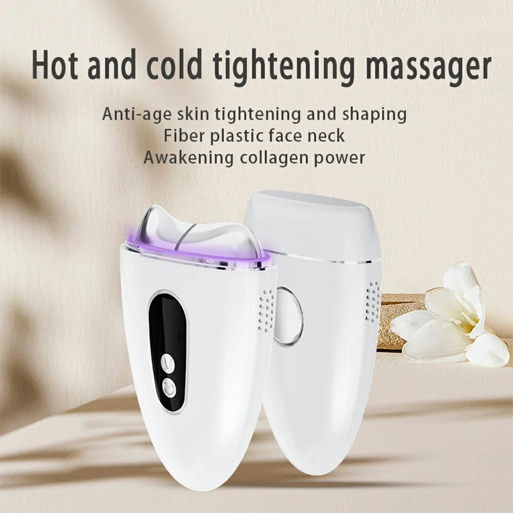 Electric Hot and Cold Facial Scraping Massager LED Light Therapy Skin Tightening Anti Aging Device - 2