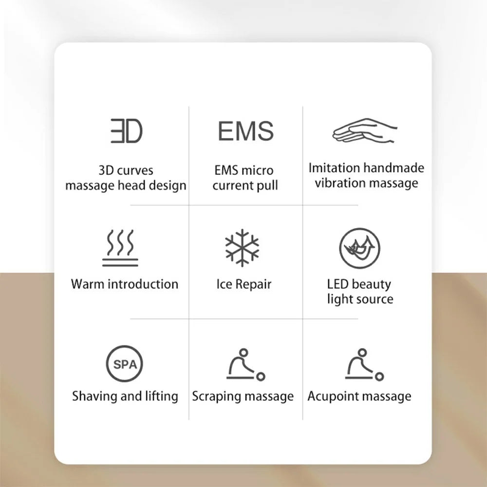 Electric Hot and Cold Facial Scraping Massager LED Light Therapy Skin Tightening Anti Aging Device - 3
