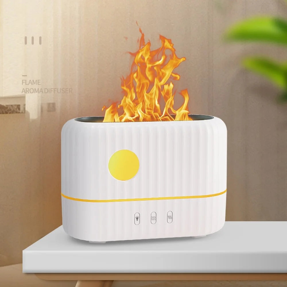 H8 Simulation Flame Aroma Air Humidifier Desktop Mist Humidifier Aromatherapy Diffuser for Home Office - White - 2
