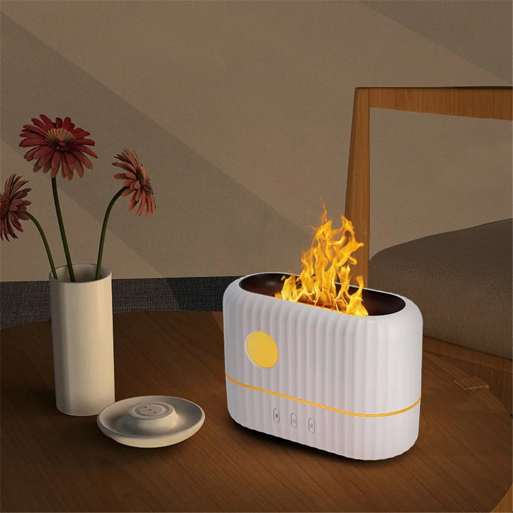 H8 Simulation Flame Aroma Air Humidifier Desktop Mist Humidifier Aromatherapy Diffuser for Home Office - White - 5