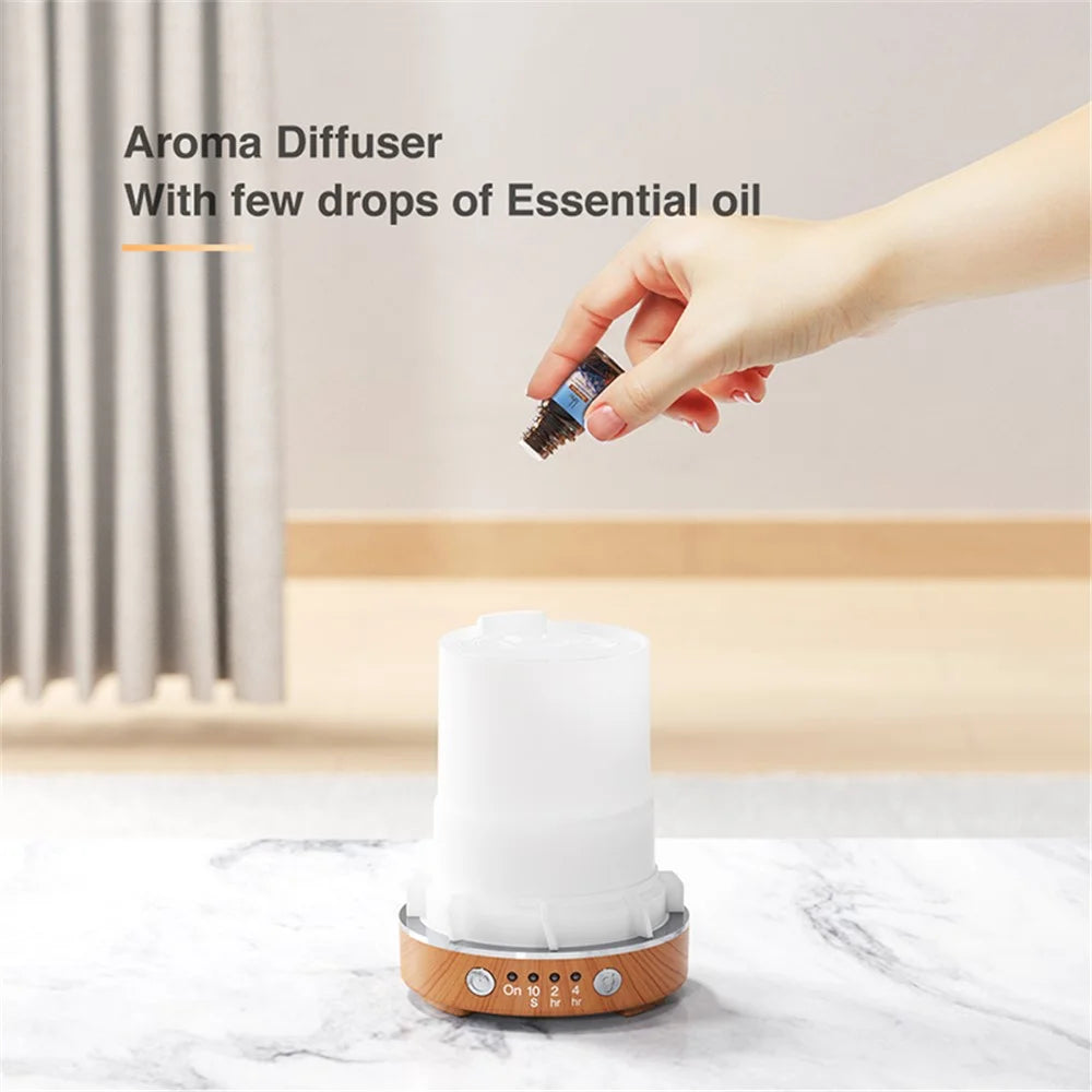 X07 Wood Grain Colorful Light Air Humidifier Auto Shut-Off Essential Oils Aroma Diffuser with Remote Control - Light Wood Grain / AU Plug - 4