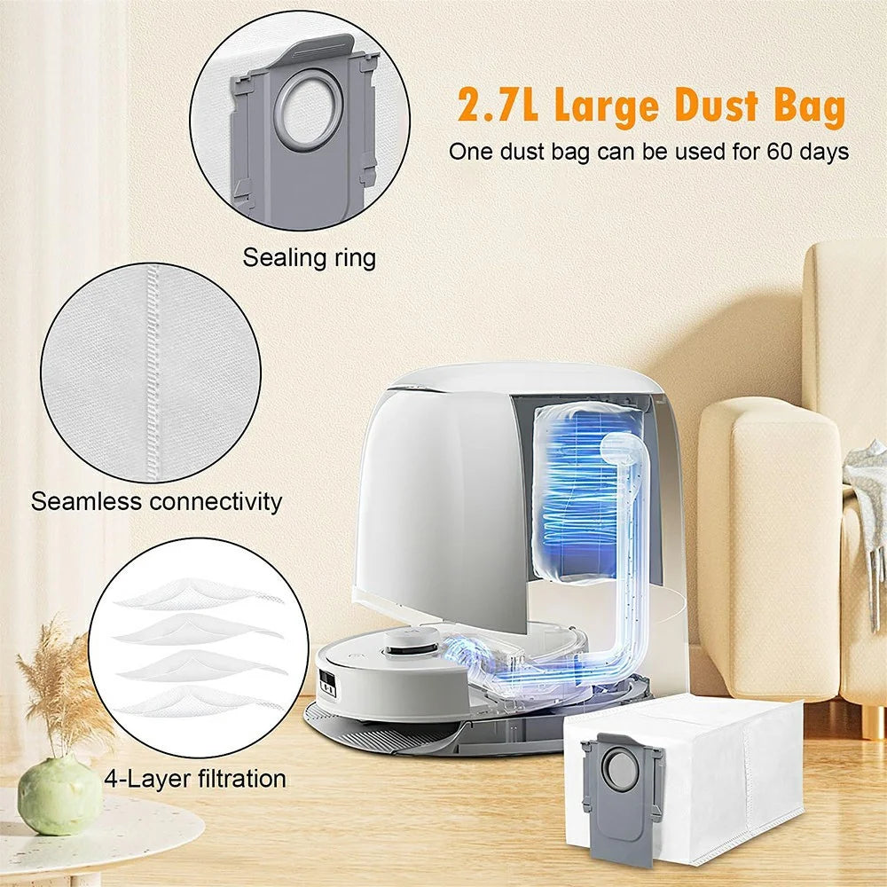 Dust Bags For Roborock T7S / T7S+ / G20 / G10 / G10S / G10S Pro / G10S Pure / S7 / S7 Max / S70 / S75 Robot Vacuum Cleaner Accessories - 4