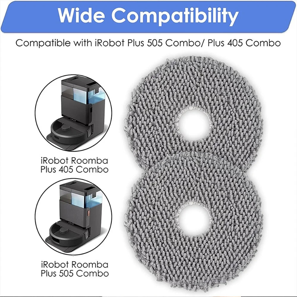 JUNSUNMAY 4Pcs For iRobot Roomba Plus 505 Combo / 405 Combo Washable Mop Pads Robot Vacuum Replacement Part - 2