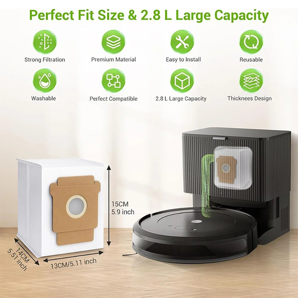 JUNSUNMAY 6Pcs For iRobot Roomba Plus 505 Combo / 405 Combo 2.8L Dust Bags Robot Vacuum Replacement Part - 5