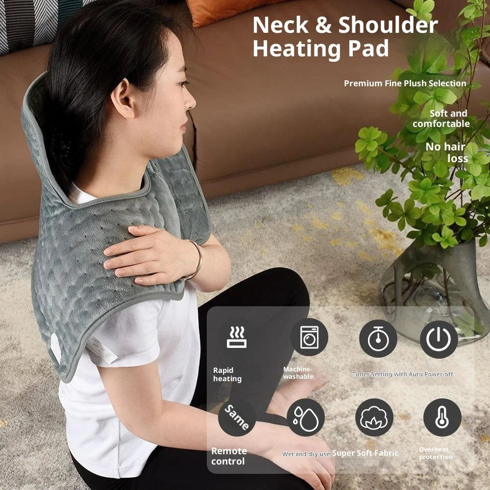 HP4555 Heated Shoulder Wrap Electric Blanket for Winter Electric Heating Pad 6 Temperature Settings Timer Function - Grey / US Plug - 2