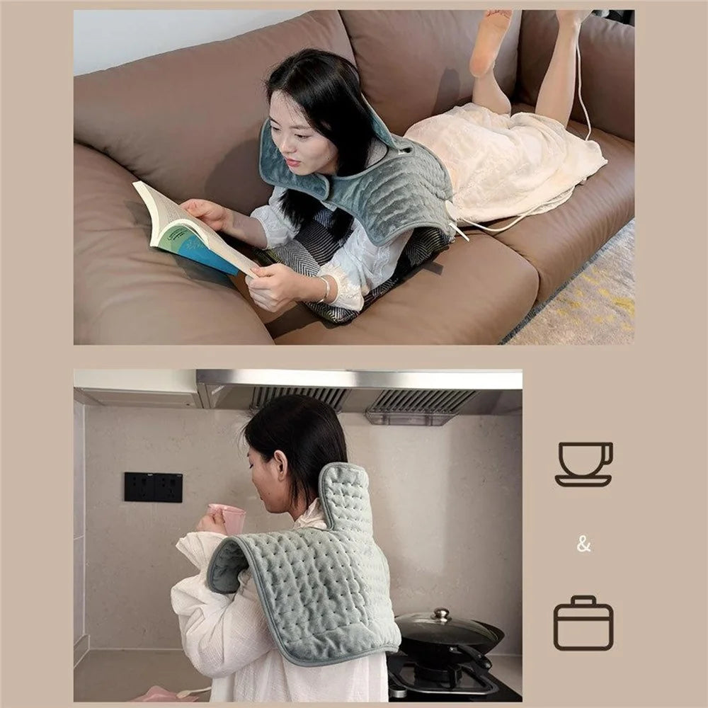 HP4555 Heated Shoulder Wrap Electric Blanket for Winter Electric Heating Pad 6 Temperature Settings Timer Function - Grey / US Plug - 5