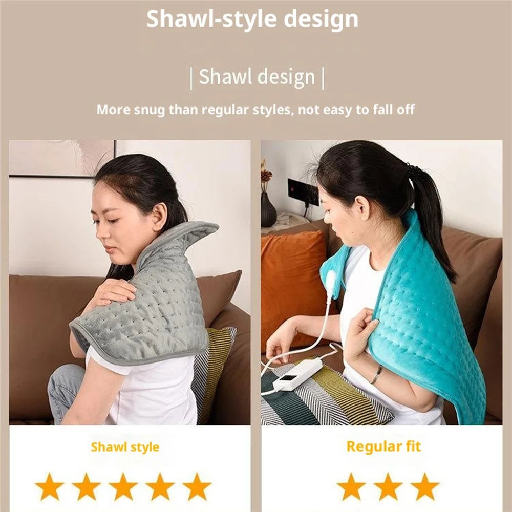 HP4555 Heated Shoulder Wrap Electric Blanket for Winter Electric Heating Pad 6 Temperature Settings Timer Function - Grey / US Plug - 6