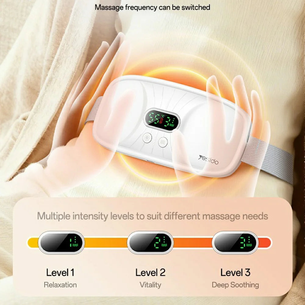YESIDO MG28 Electric Massage Heating Belt Uterus / Waist Warmer Digital Display 3 Vibration Modes 4 Temperature Settings - White - 5