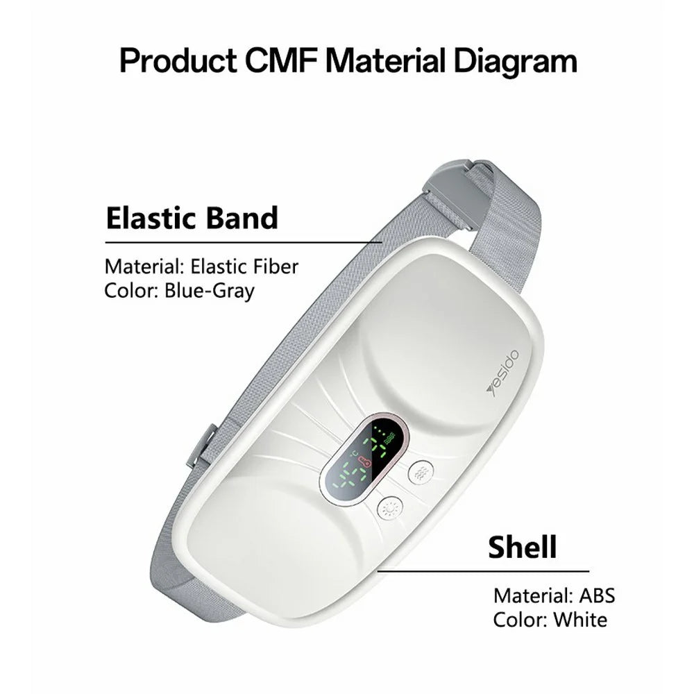 YESIDO MG28 Electric Massage Heating Belt Uterus / Waist Warmer Digital Display 3 Vibration Modes 4 Temperature Settings - White - 6