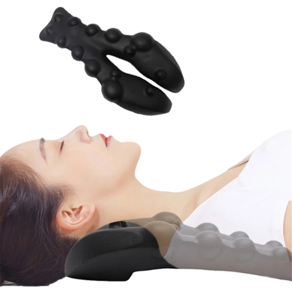 Soft EVA Cervical Spine Massager Pain Relieve Neck Shoulder Relax Massage Tool - Black - 4