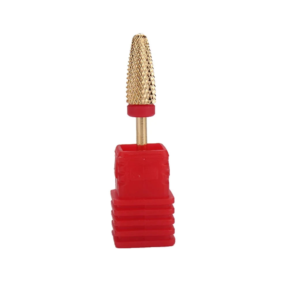 Bullet-Shaped Gold Tungsten Steel Nail Bit Manicure Pedicure Nail File Hand Foot Care Tool for Nail Grind Trim Polish - Fine Type - 1