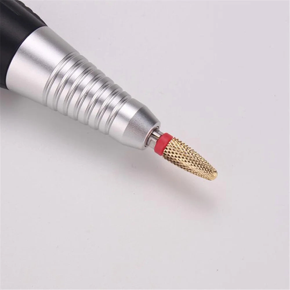 Bullet-Shaped Gold Tungsten Steel Nail Bit Manicure Pedicure Nail File Hand Foot Care Tool for Nail Grind Trim Polish - Fine Type - 3