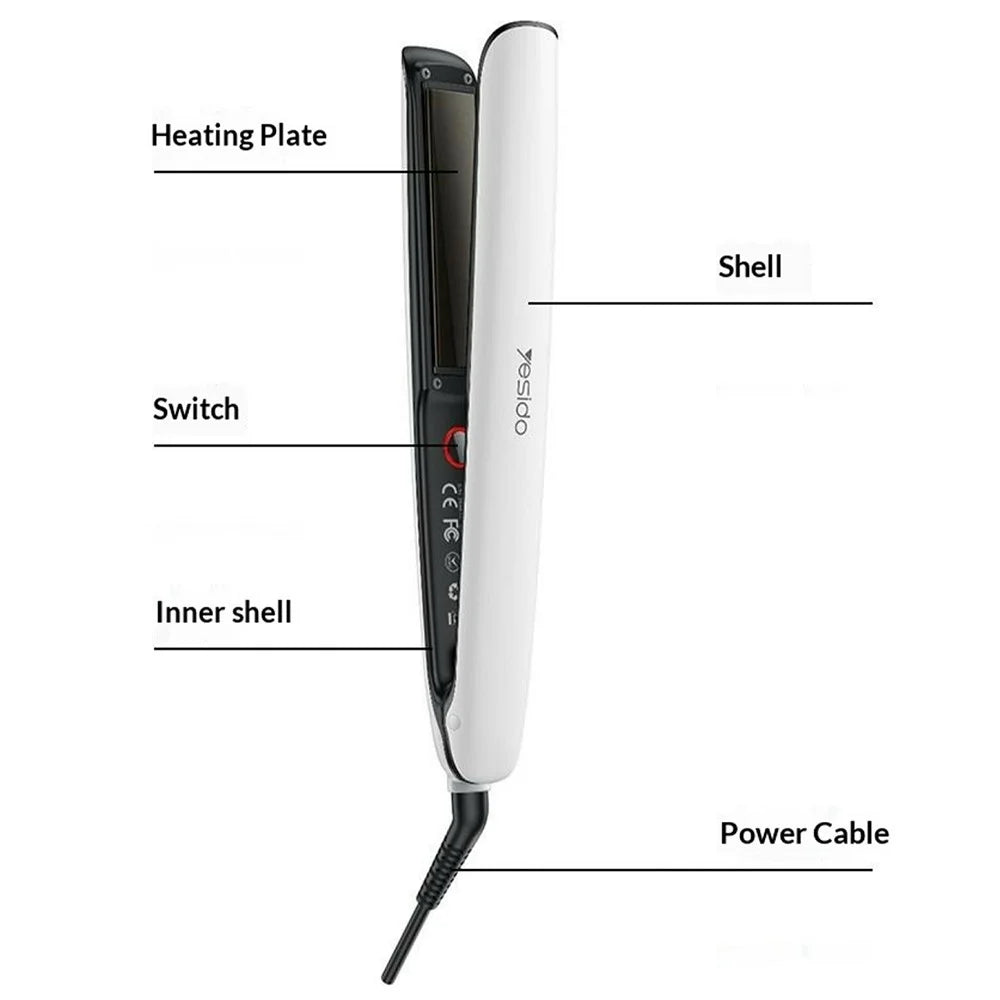YESIDO MG31 Hair Straightener Negative Ion Technology 3 Temperature Settings Fast Heating Ceramic Plates - EU Plug - 6