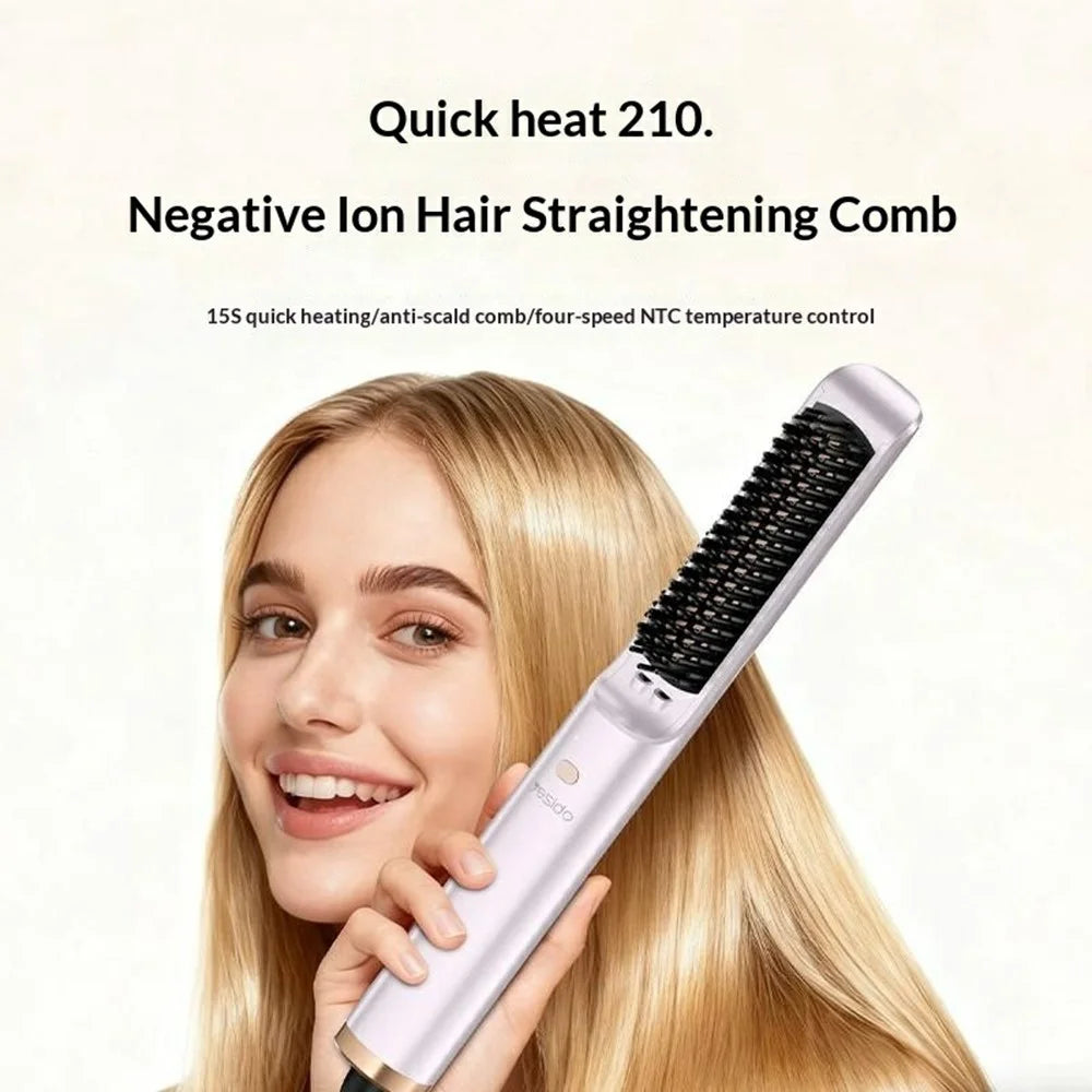 YESIDO MG33 UK Plug Hair Straightener Brush Smart Temperature Control Negative lon Hair Straightening Comb - 2