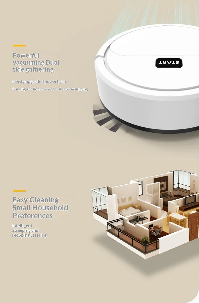Mini Robot Vacuum 3-in-1 Sweep Mop Suction Cleaner 400mAh 40min Runtime for Home Floors - K16a Black Rechargeable Model | 16*5.4Cm - 6