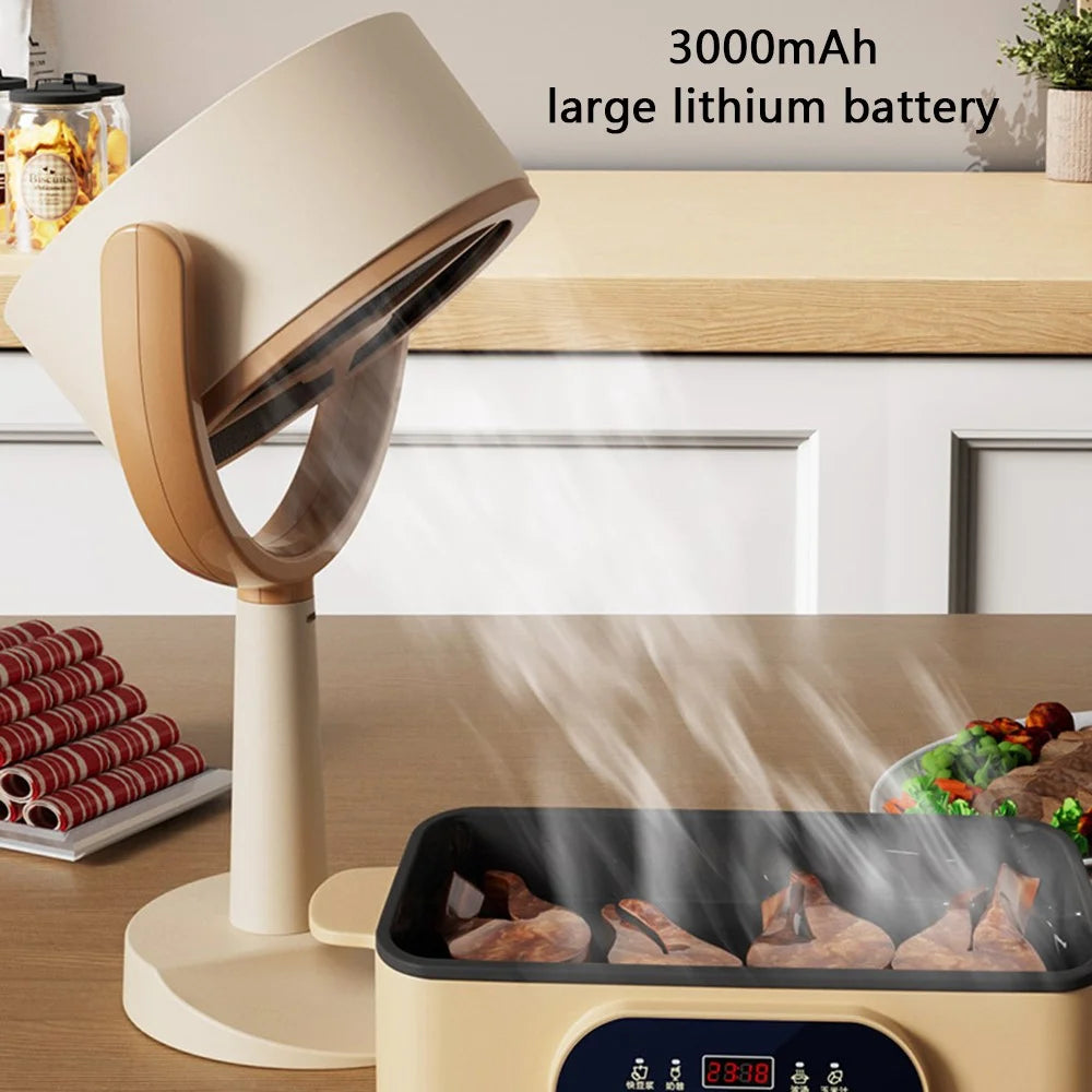 Mini Desktop Range Hood Rechargeable Hangable Kitchen Exhaust Fan for Indoor BBQ Hot Pot - 4