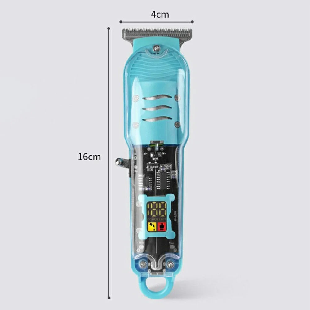 LT-808 Transparent Hair Clipper LCD Display Electric Trimmer with 4 Guide Combs for Barber Home - Yellow - 6