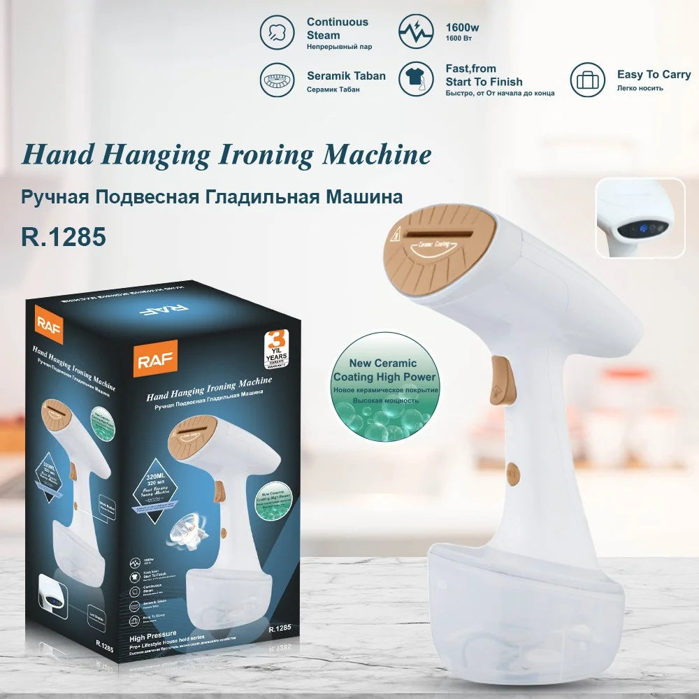 RAF R.1285 Clothes Steamer Dry Wet 1600W Handheld Garment Steamer 200ml Water Tank, EU Plug - White - 2