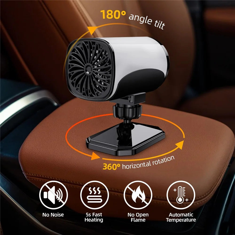Car Heater 150W Fast Heater Fan Windshield Defroster Demister 2 in 1 Heating Cooling Fan for SUV Trucks - White / 12V - 2
