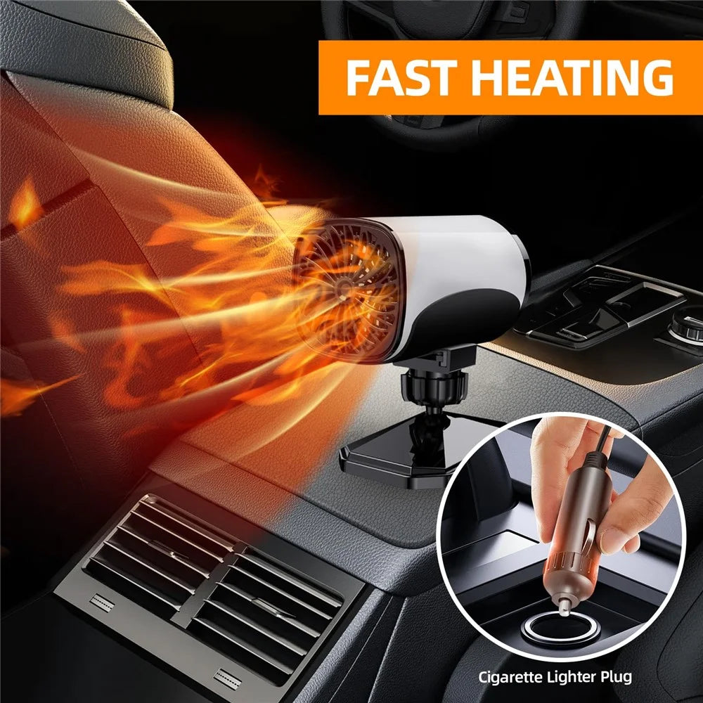 Car Heater 150W Fast Heater Fan Windshield Defroster Demister 2 in 1 Heating Cooling Fan for SUV Trucks - White / 12V - 3