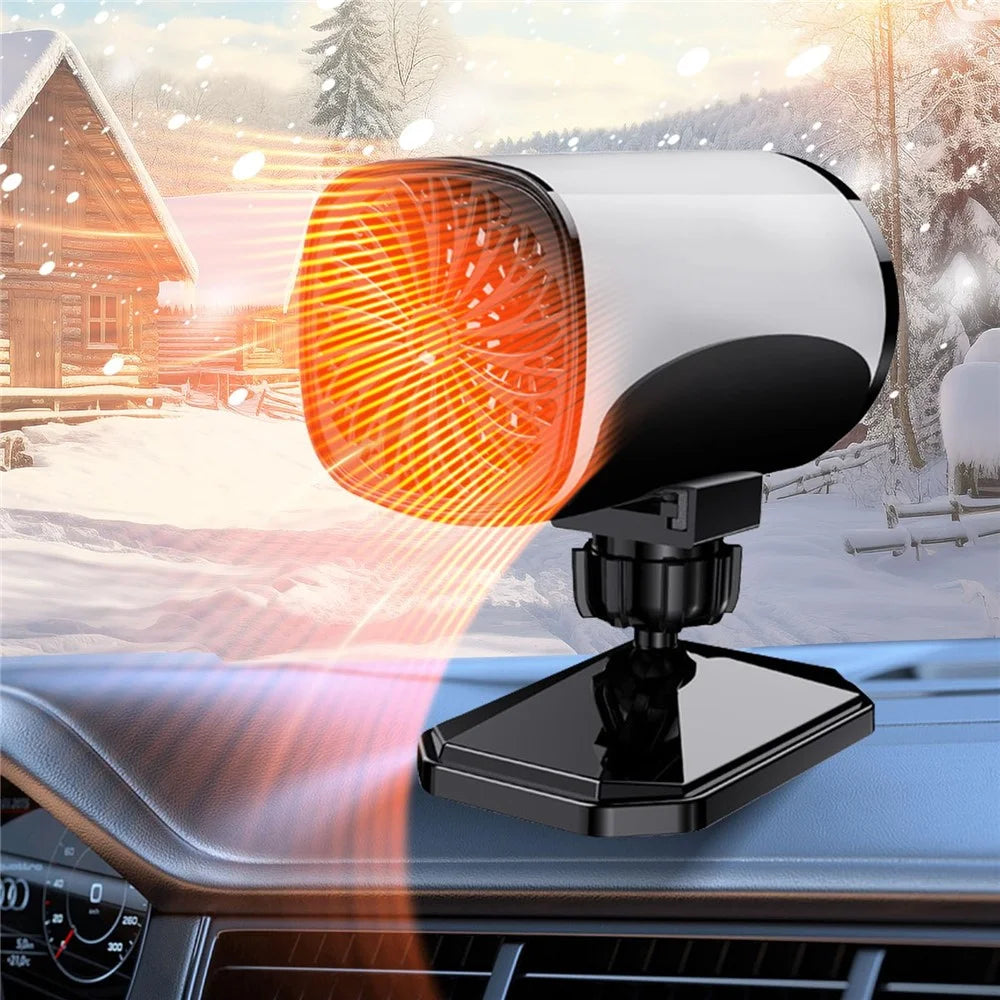 Car Heater 150W Fast Heater Fan Windshield Defroster Demister 2 in 1 Heating Cooling Fan for SUV Trucks - White / 12V - 4