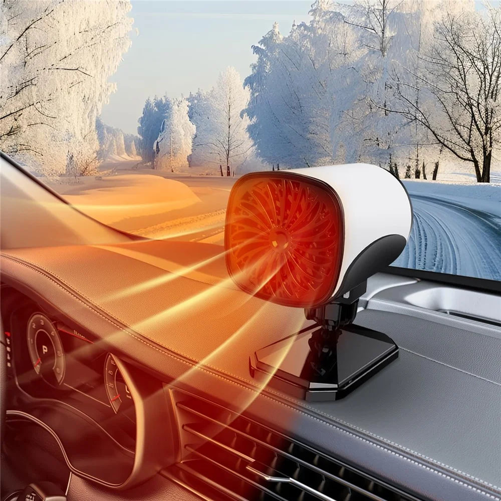 Car Heater 150W Fast Heater Fan Windshield Defroster Demister 2 in 1 Heating Cooling Fan for SUV Trucks - White / 12V - 7