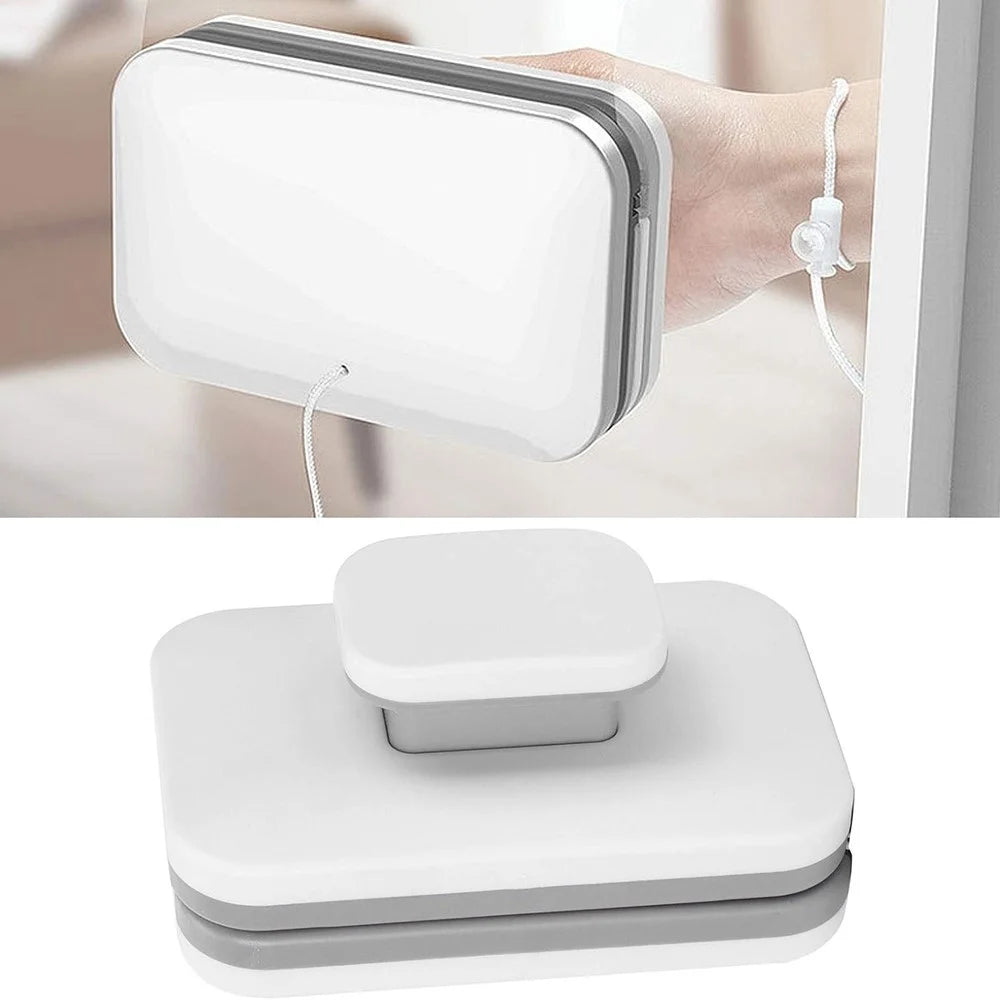 M0815 8-15mm Home Window Cleaning Tool Magnetic Double-Sided Glass Cleaning Brush - White+Grey - 2