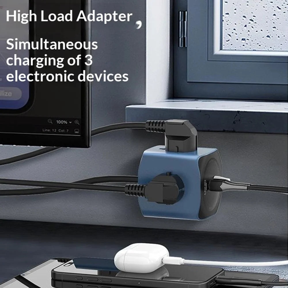 LDNIO SE3338 65W GaN Power Strip 3 AC Outlets 3 USB Ports Fast Charging Station Power Socket with 2m Cable for Office Travel - Blue / EU Plug - 5