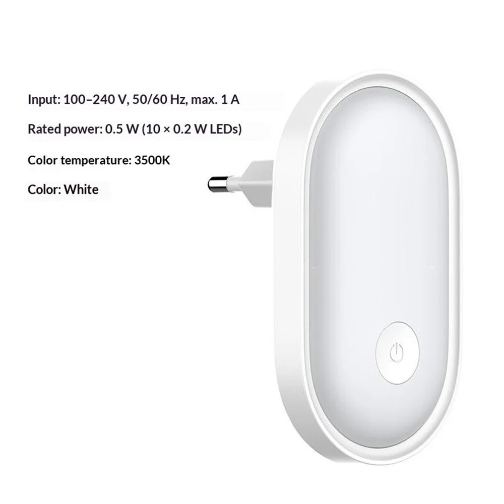 LDNIO Y1-1 0.5W Plug-in LED Night Light Auto Switch 3500K Warm White Light for Bedroom Hallway - White / EU Plug - 2