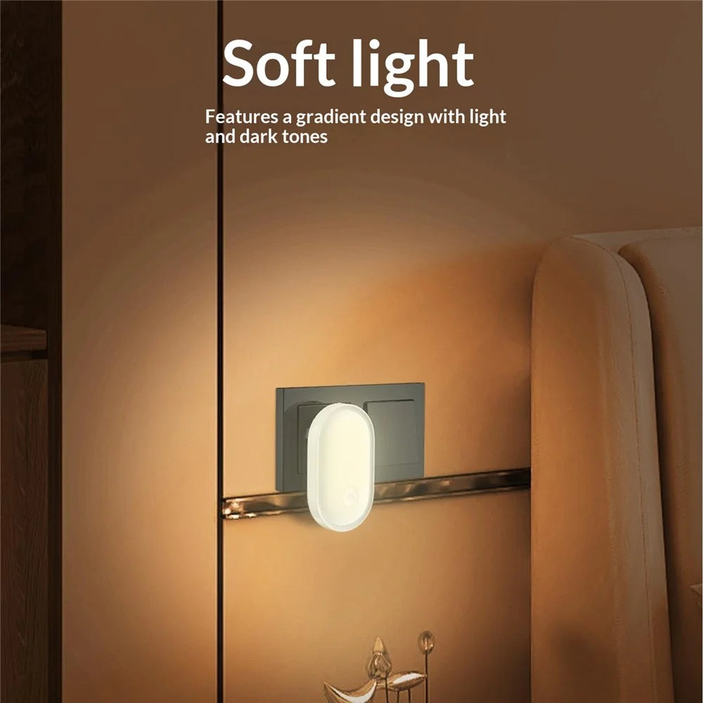 LDNIO Y1-1 0.5W Plug-in LED Night Light Auto Switch 3500K Warm White Light for Bedroom Hallway - White / EU Plug - 4
