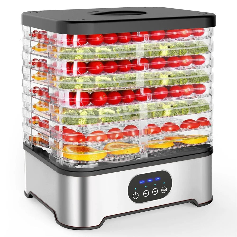 RZ-166 8-Layer Food Dehydrator 400W 95-158 Degree Fahrenheit Digital Food Dryer Machine (BPA Free, No FDA) - Silver / EU Plug - 1