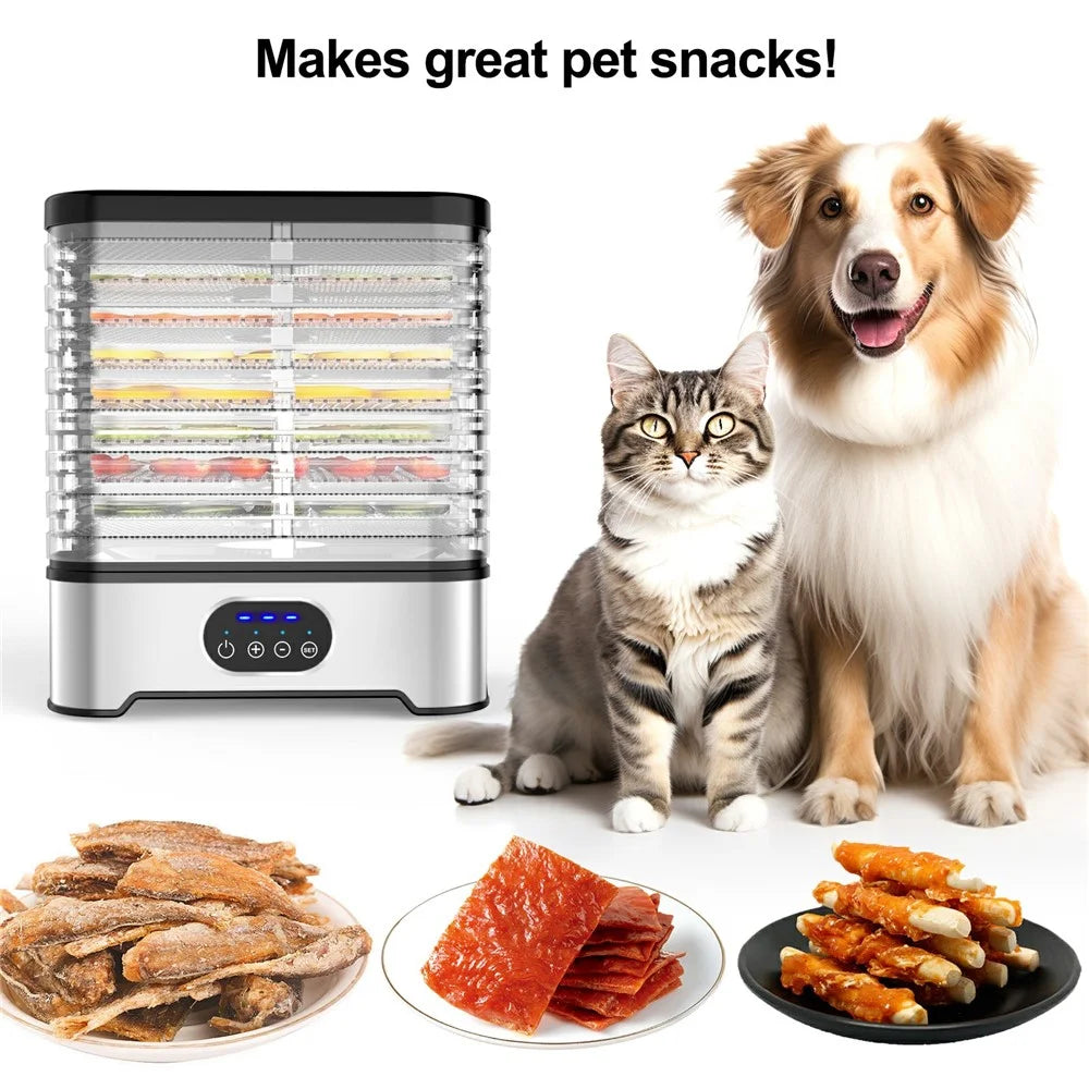 RZ-166 8-Layer Food Dehydrator 400W 95-158 Degree Fahrenheit Digital Food Dryer Machine (BPA Free, No FDA) - Silver / EU Plug - 2
