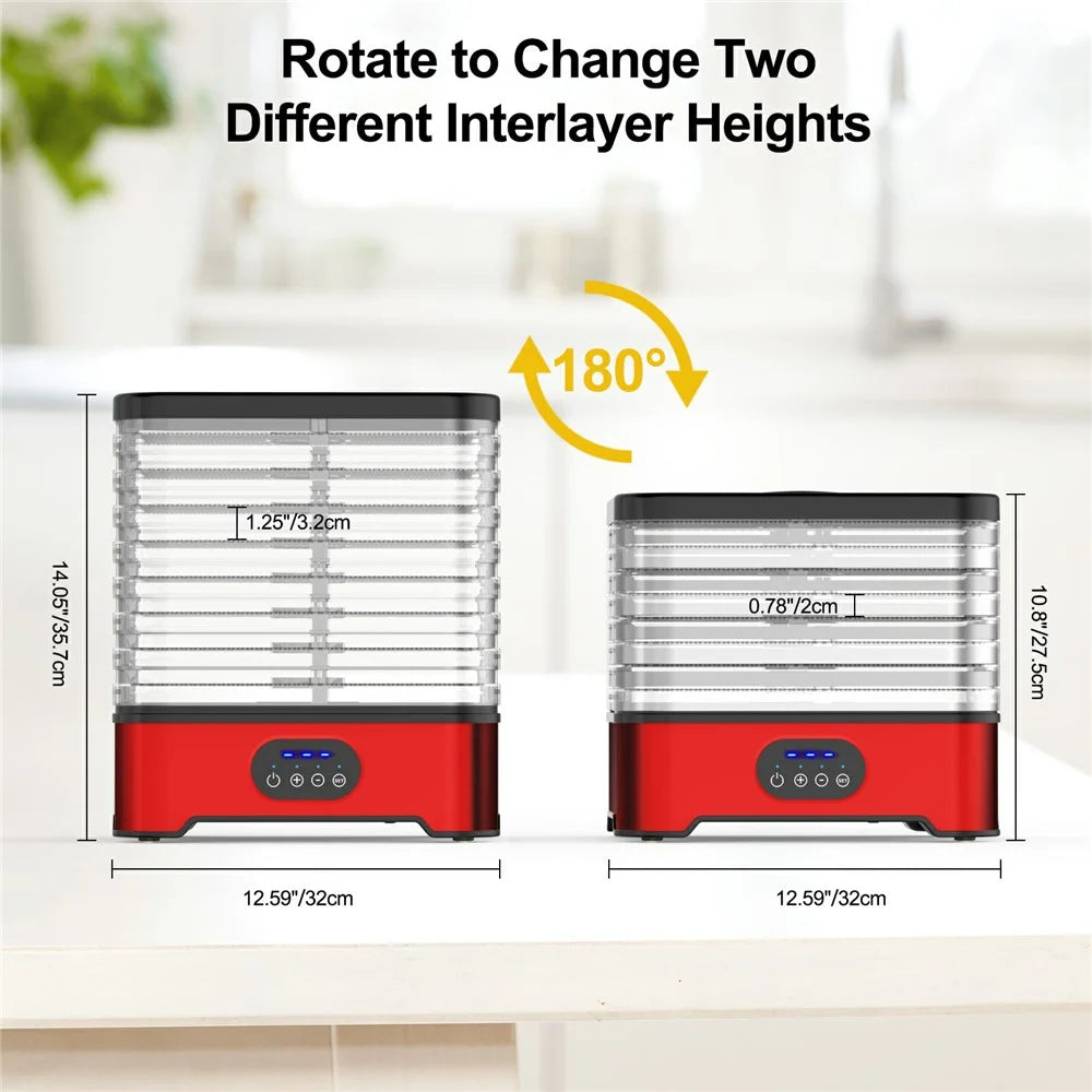 RZ-166 8-Layer Food Dehydrator 400W 95-158 Degree Fahrenheit Digital Food Dryer Machine (BPA Free, No FDA) - Silver / EU Plug - 7
