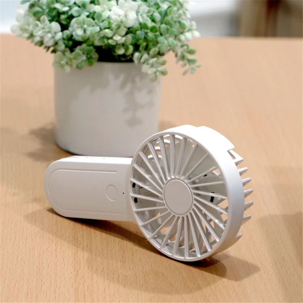 Y7 Mini USB Rechargeable Hand-held Desktop Fan Summer 3-Speed Cooling Fan with Telescopic Hook - White - 3