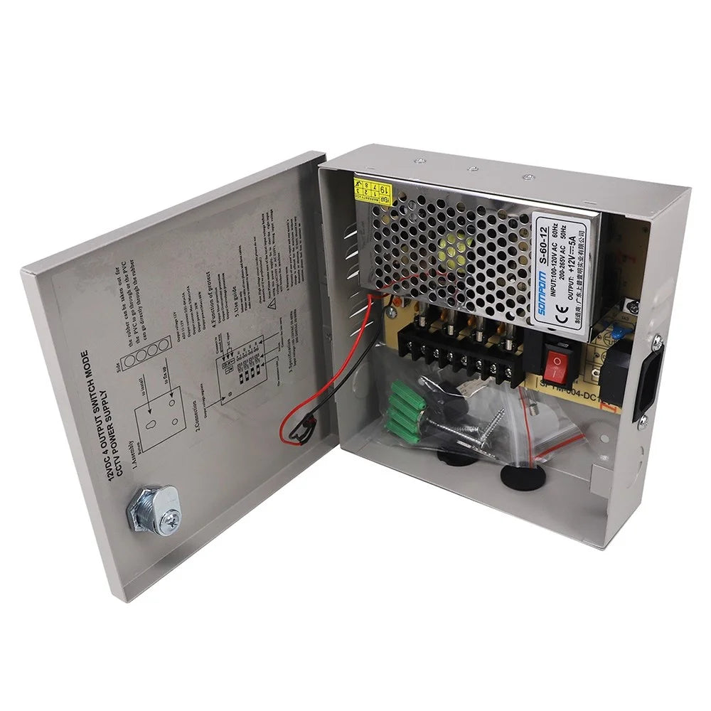 SOMPOM 4 Ports 4CH Output 5A 12V DC CCTV Distributed Power Supply Box for Security Camera - 2
