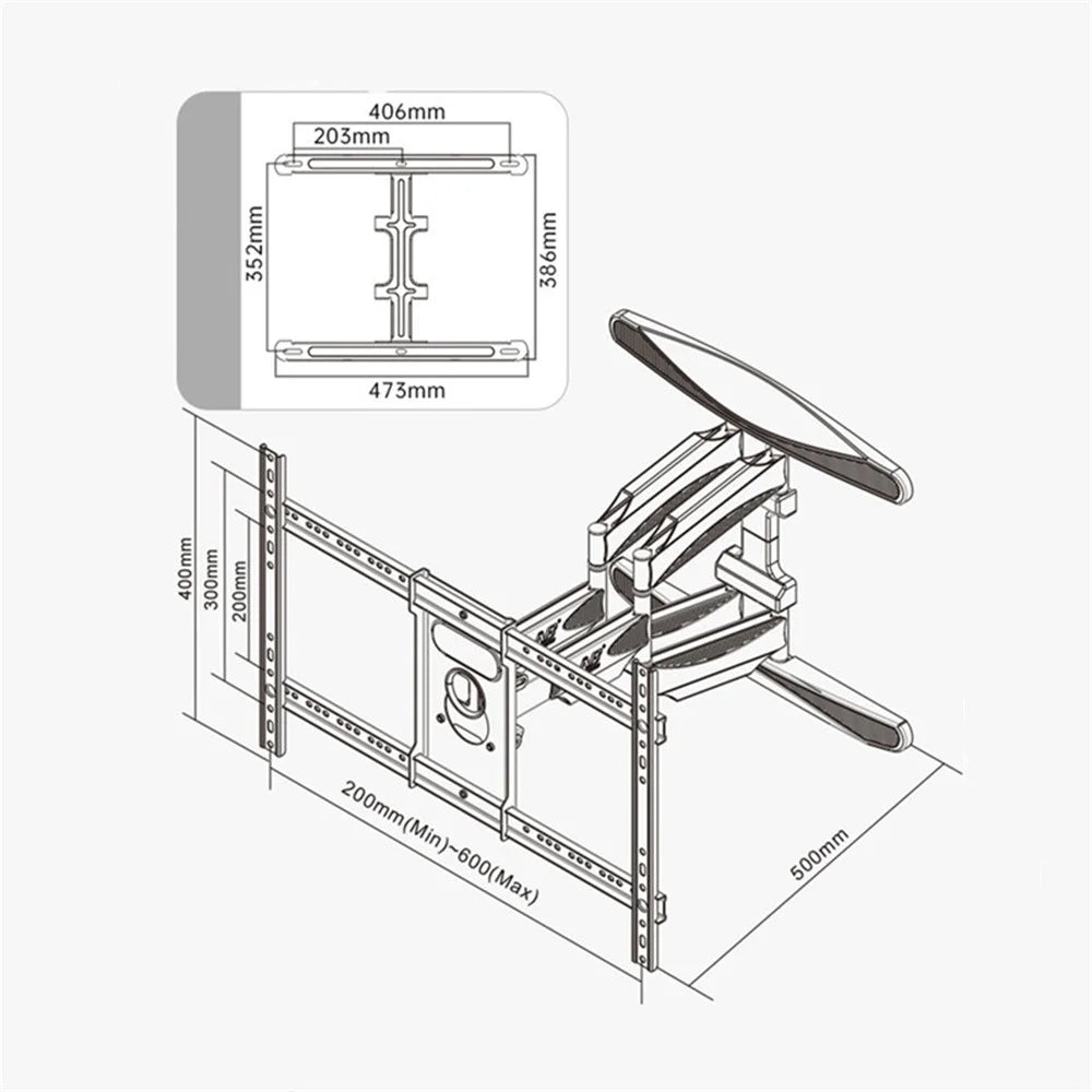 NORTH BAYOU P65 55-85 Inch TV Wall Mount Stretching Full Motion LED LCD Screen Mount, 68.2kg Bearing Weight - 7