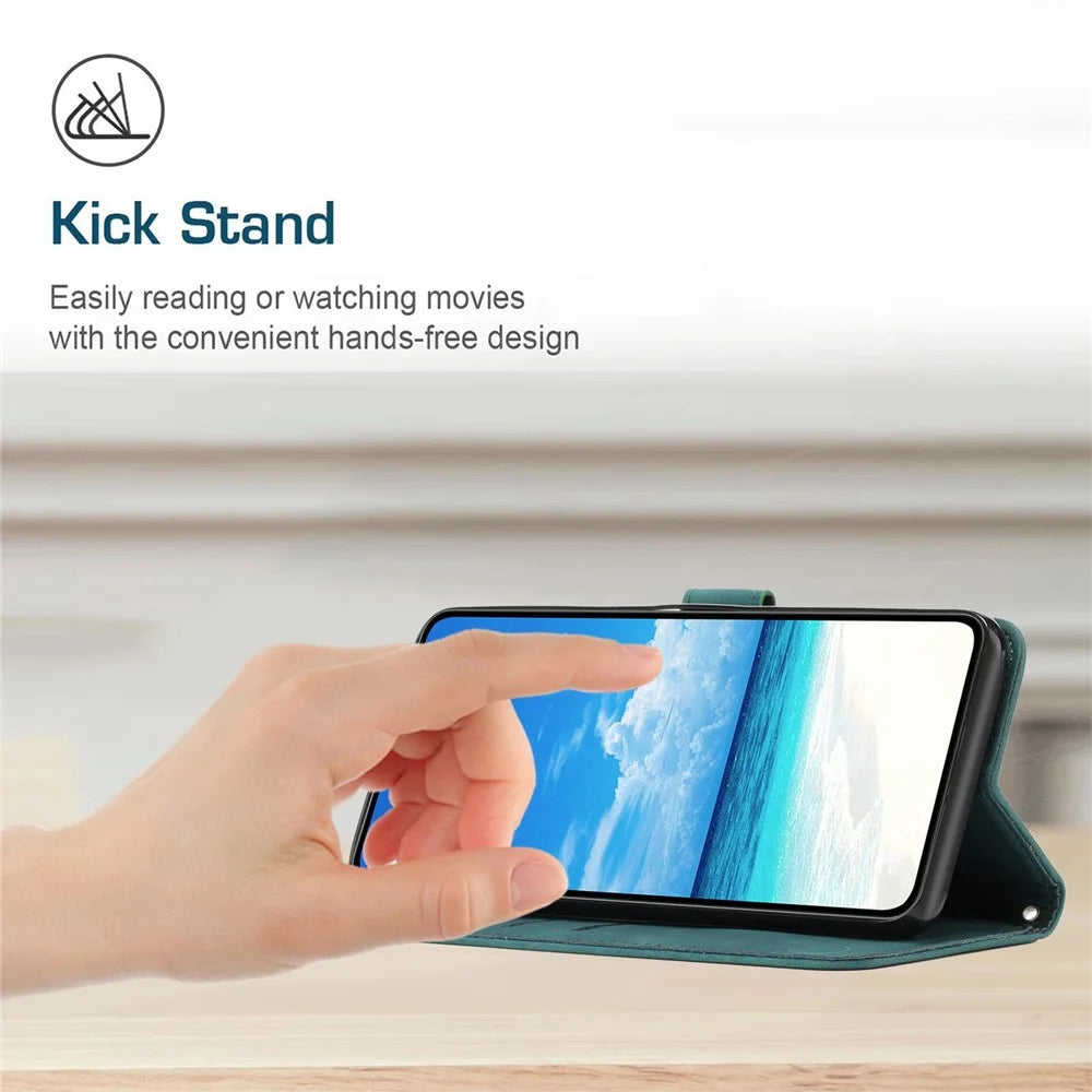 For Samsung Galaxy A02s (164.2mm) Skin-touch PU Leather Imprinting Heart Shape Phone Case Skin-touch Stand Wallet Flip Folio Cover - Green - 5