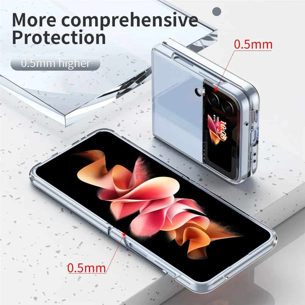 For Samsung Galaxy Z Flip4 5G Transparent PC Precise Cutout Electroplate Phone Case Anti-scratch Cover - Transparent - 6