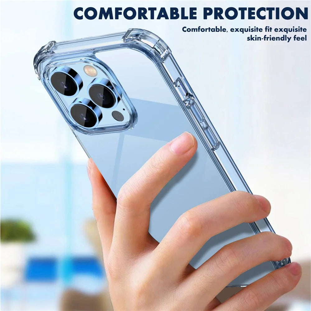 IPAKY Clear Phone Case For iPhone 14 Pro 6.1 inch Shockproof Back Cover Anti-wear Hard PC TPU Frame Protective Shell - 4