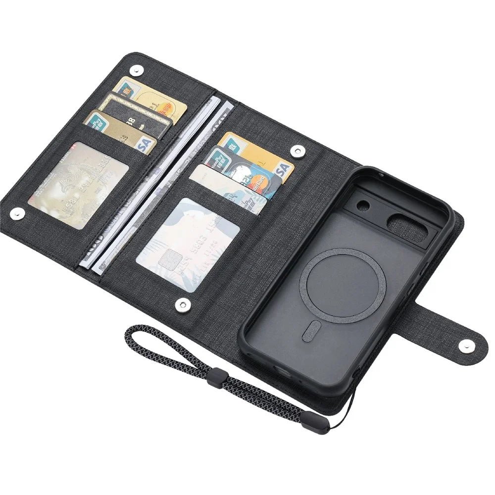 VILI GMA Series For Google Pixel 8a Magnetic Case RFID Blocking Wallet Detachable Leather Phone Cover - Black - 4