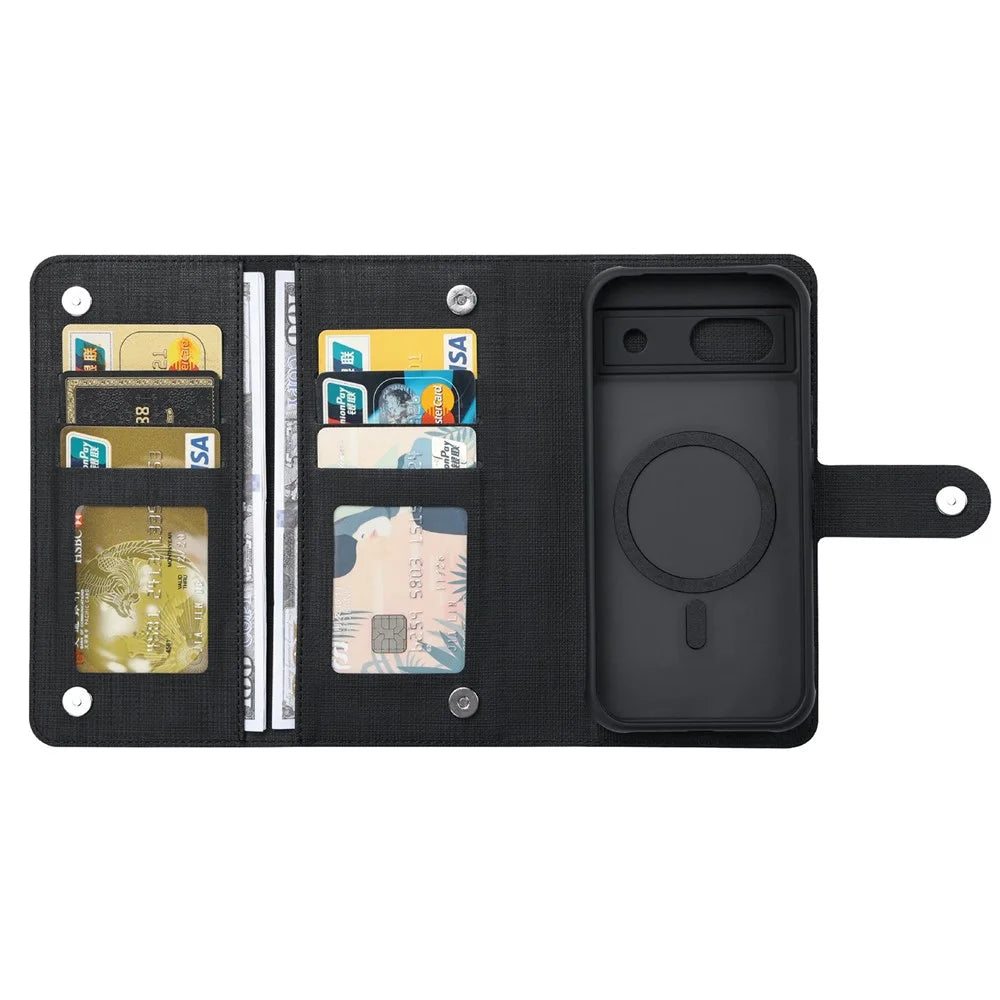 VILI GMA Series For Google Pixel 8a Magnetic Case RFID Blocking Wallet Detachable Leather Phone Cover - Black - 5