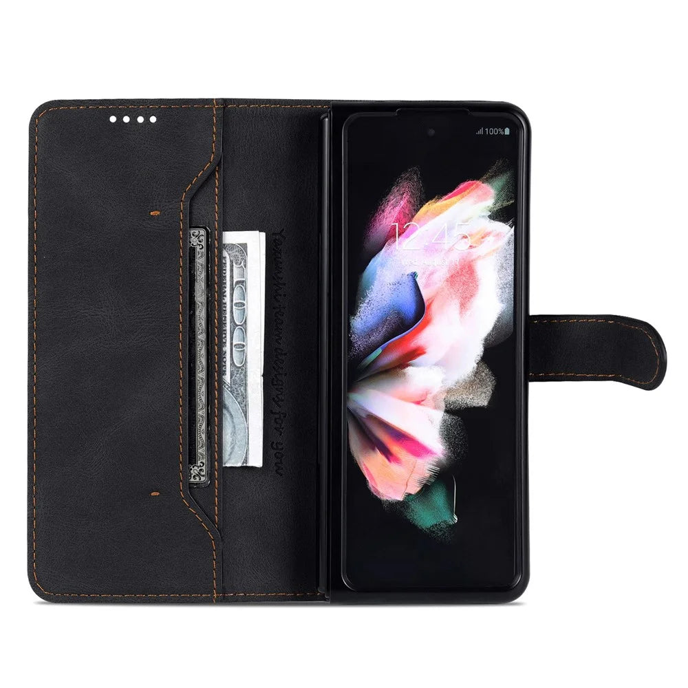 AZNS For Samsung Galaxy Z Fold6 5G Case Leather Phone Cover with Wallet Stand - Black - 2