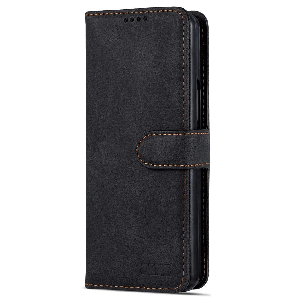 AZNS For Samsung Galaxy Z Fold6 5G Case Leather Phone Cover with Wallet Stand - Black - 7